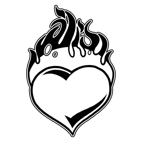 Grafische vlammend hart — Stockvector