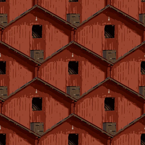 스칸디나비아의 오래 된 전통 목조 건물들의 바다없는 무늬. — 스톡 벡터