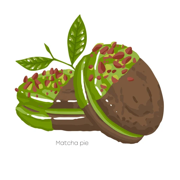 两个巧克力派，加马沙奶油和釉料 — 图库矢量图片