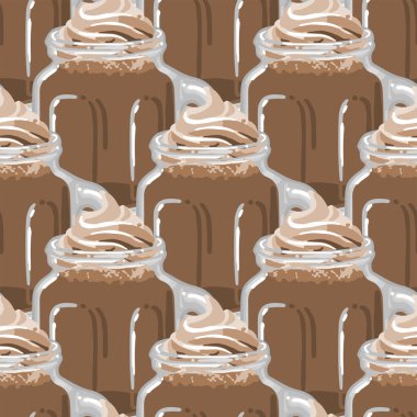 Üstünde krema olan cam kare milkshake bardakları.