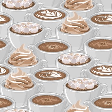 Yuvarlak kahve, kakao ya da süt botanik sanatı, krema ve lokum kaplı sıcak çikolata..