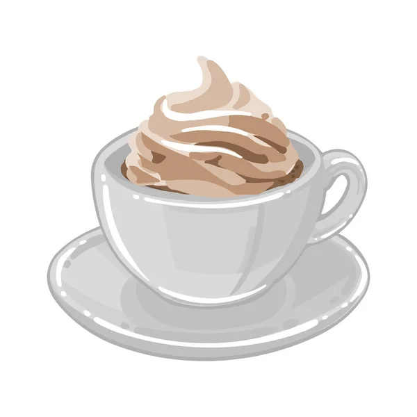 커피, 카카오, 핫초코, 맨 위에 크림을 바른 둥근 커피 — 스톡 벡터