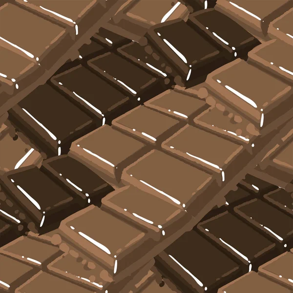Bars of dark and milk chocolate. Seamless pattern — Stock Vector