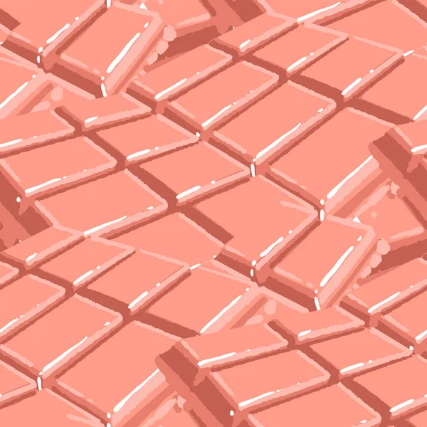 Bars of chocolate with strawberry taste. Seamless pattern — Stok Vektör