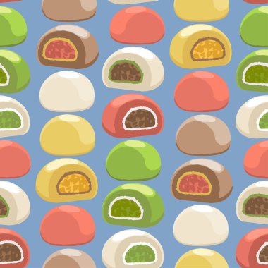 Traditional japanese mochi desserts of different tastes