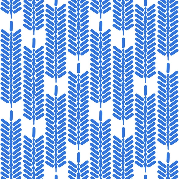 Patrón abstracto simple de elementos florales étnicos de color azul — Vector de stock