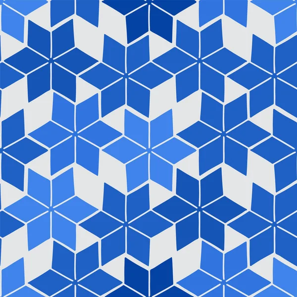 Simple abstract pattern of blue colored stylized floral elements — Διανυσματικό Αρχείο