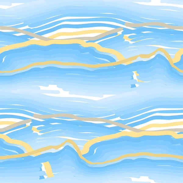 Patrón abstracto de rayas onduladas de color azul claro y amarillo — Vector de stock