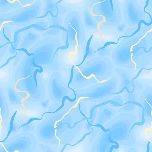 Patrón sin costura abstracto de suaves rayas y estructuras sin forma en colores azul claro — Vector de stock