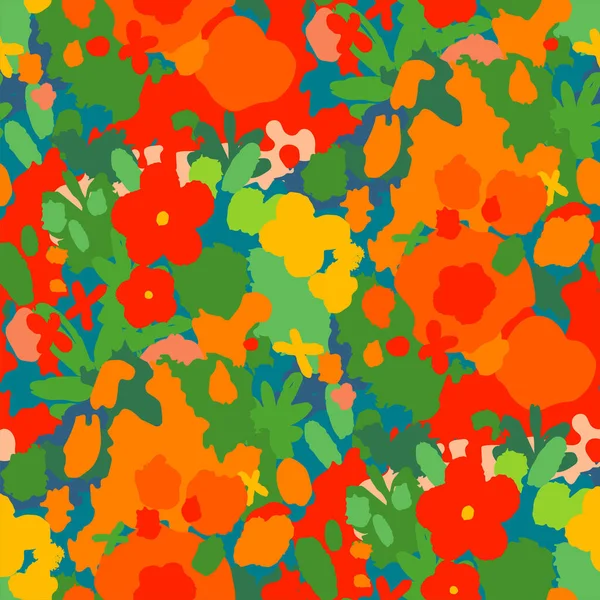 Patrón sin costura abstracto de flores de pradera simplemente dibujadas . — Vector de stock