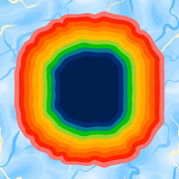 Diseño vibrante abstracto de arco iris ondulado rayado en forma circular — Vector de stock