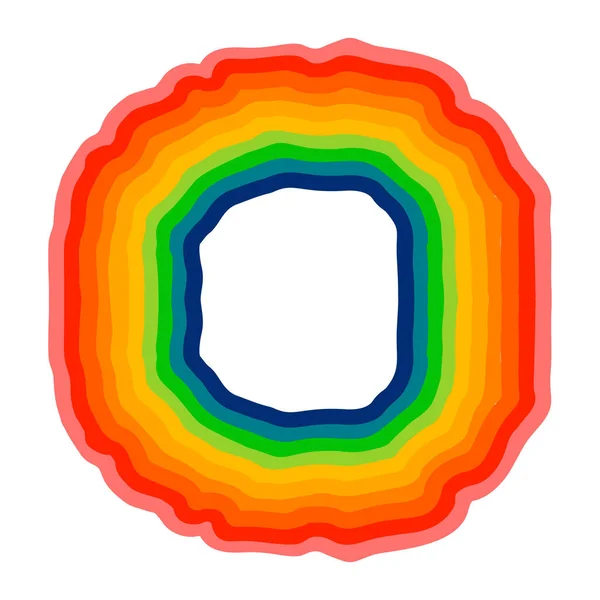 Abstrakt levande design av vågig randig regnbåge i cirkulär form — Stock vektor