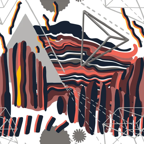 Abstract patroon van horizontale en verticale golvende strepen wand geometrische figuren — Stockvector