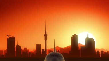 Auckland uçak almak manzarası altın arka plan