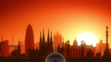 Barcelona İspanya uçak almak manzarası altın arka plan
