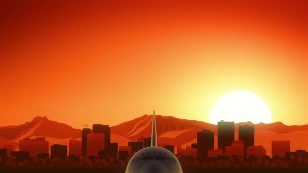 Anchorage Alaska Usa Ameryka Skyline Sunrise Take Off — Wideo stockowe