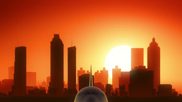 Atlanta Georgia Estados Unidos Skyline Sunrise Despegue — Vídeo de stock