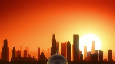 Chicago Illinois ABD Amerika manzarası gündoğumu kalkış
