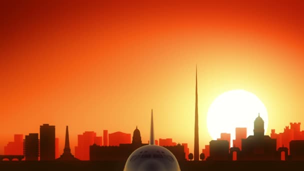 Décollage de l'avion Dublin Skyline Golden Background 