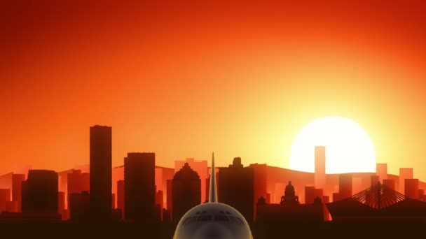 Durban Afrique du Sud Décollage d'un avion Skyline Golden Background 