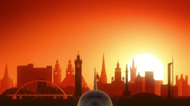 Glasgow uçak almak manzarası altın arka plan