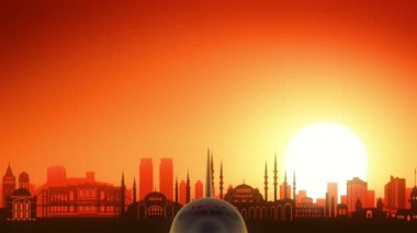 Istanbul Türkiye uçak almak manzarası altın arka plan