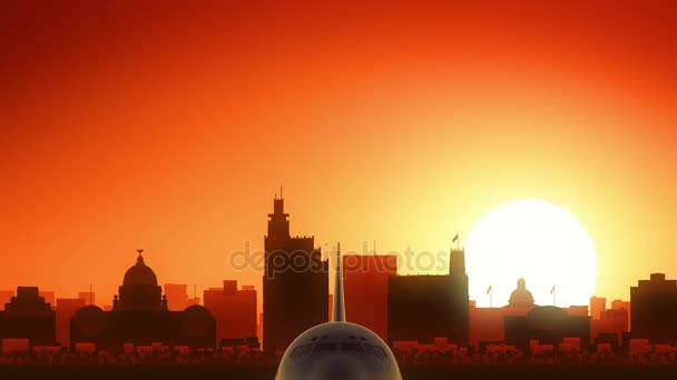 Jackson w stanie Missisipi Usa Ameryka Skyline Sunrise Take Off — Wideo stockowe