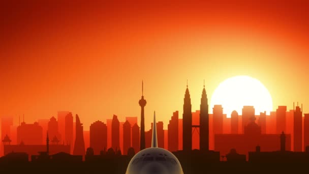 Kuala Lumpur Malaisie avion décollent Skyline fond doré 