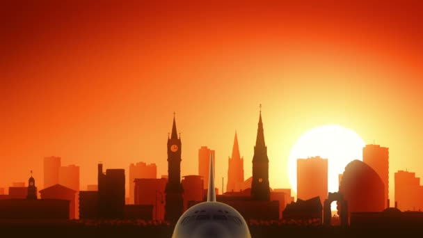 Leicester England United Kingdom Skyline Sunrise Take Off — Stock Video