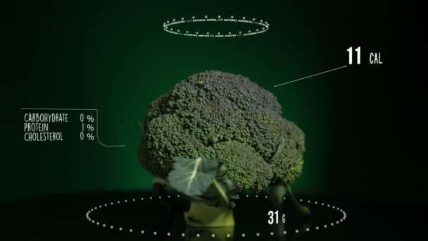 Инфографика брокколи с витаминами — стоковое видео