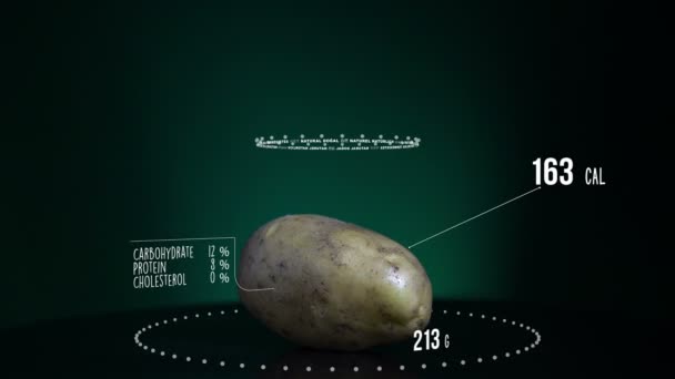 Infographic van aardappel met vitaminen, mineralen van de microelements. Energie, calorie en component — Stockvideo