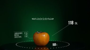 Infographic Persimmon vitaminler, microelements mineraller ile. Enerji, kalori ve bileşen