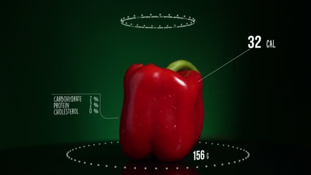 Infografik von Paprika rot mit Vitaminen, Mikroelementen Mineralien. Energie, Kalorien und Komponenten — Stockvideo