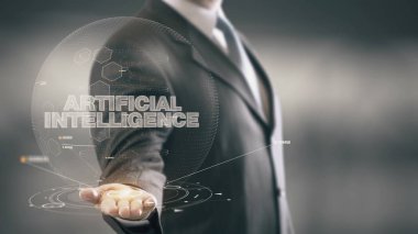 Yapay zeka işadamı tutan el yeni teknolojileri