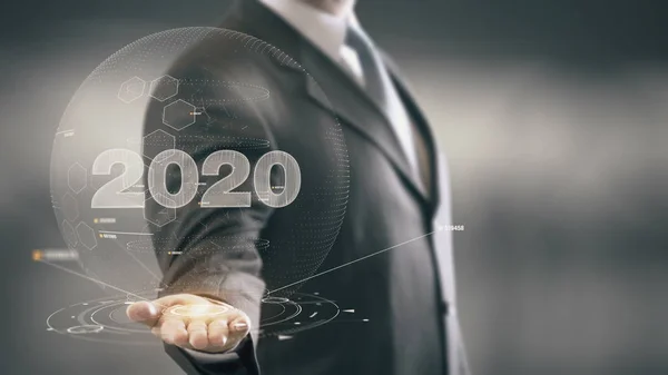 2020 Businessman Holding in Hand New technologies — Stock Photo, Image