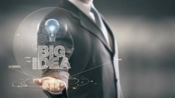 Big Idea biznesmen trzymając w dłoni nowych technologii — Zdjęcie stockowe