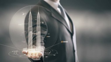 Petronas Kuleleri el Landmark yeni teknolojileri tutan işadamı