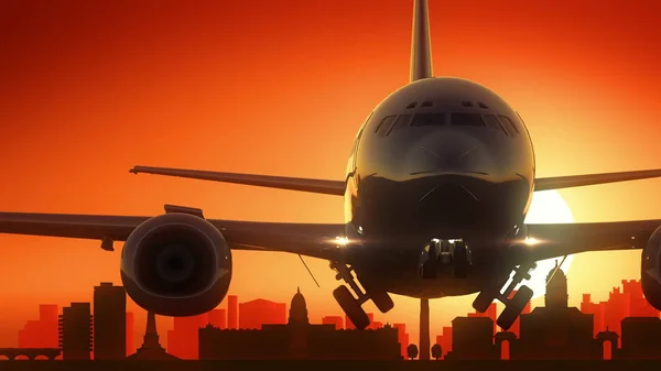 Avión de Dublín Despegue Skyline Golden Background — Foto de Stock