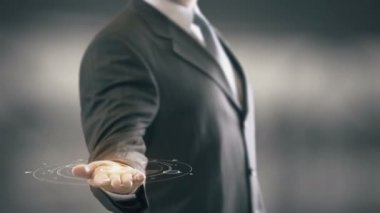 Hırvat Hologram kavramı işadamı elinde tutan öğrenin