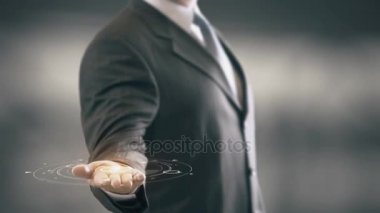 Danimarka Hologram kavramı işadamı elinde tutan öğrenin