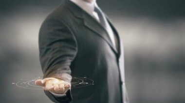 Performans yönetimi ampul hologram işadamı kavramı ile
