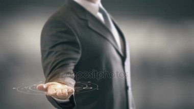 Ampul hologram işadamı kavramı ile başarı
