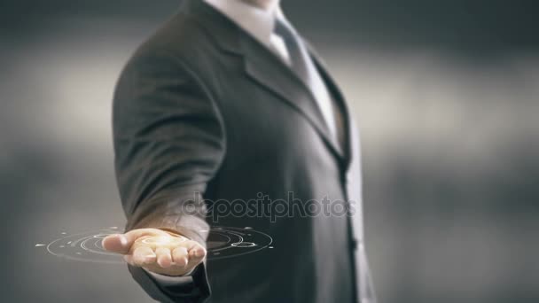 Negocios con concepto de hombre de negocios holograma bulbo — Vídeos de Stock