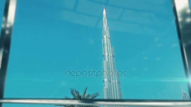 Dubai Burj Khalifa fontos találkozón üzletember kézfogás — Stock videók