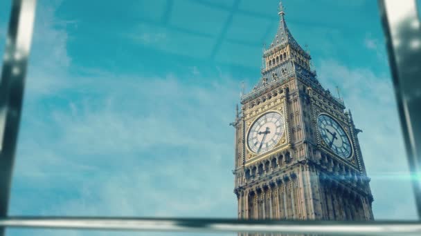 Businessman handshaking at important meeting in London Big Ben — Stock Video