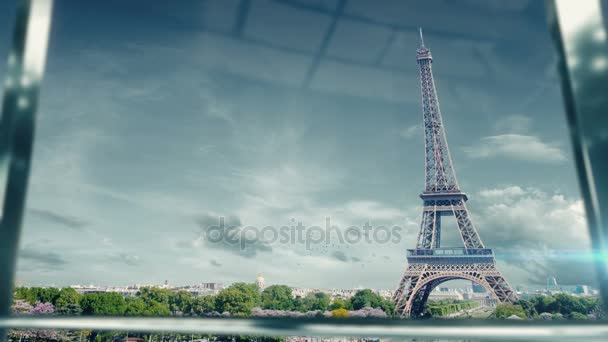 Businessman handshaking at important meeting in Paris Eiffel — Stock Video