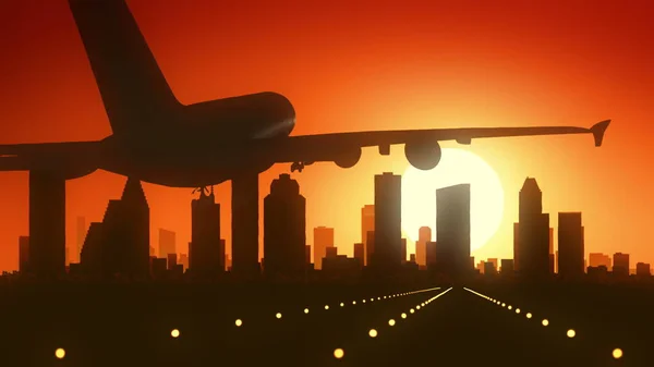 Houston Texas Estados Unidos Skyline Sunrise Landing — Foto de Stock