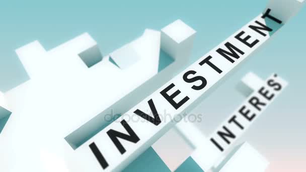 Return On Investment woorden geanimeerd met blokjes — Stockvideo