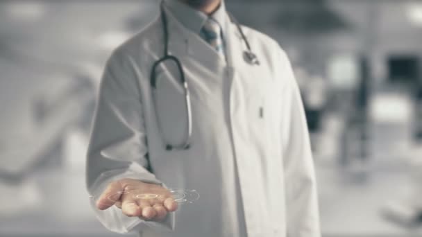 Médico sosteniendo en la mano la impresión 3D en medicina — Vídeos de Stock