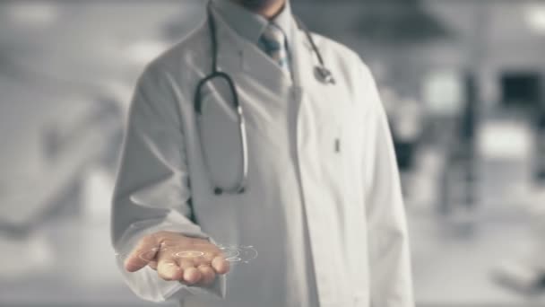 Doctor sosteniendo en la mano útero artificial — Vídeos de Stock